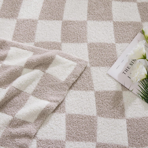 WRENSONGE checkered throw blanket on bed for lightweight warmth
