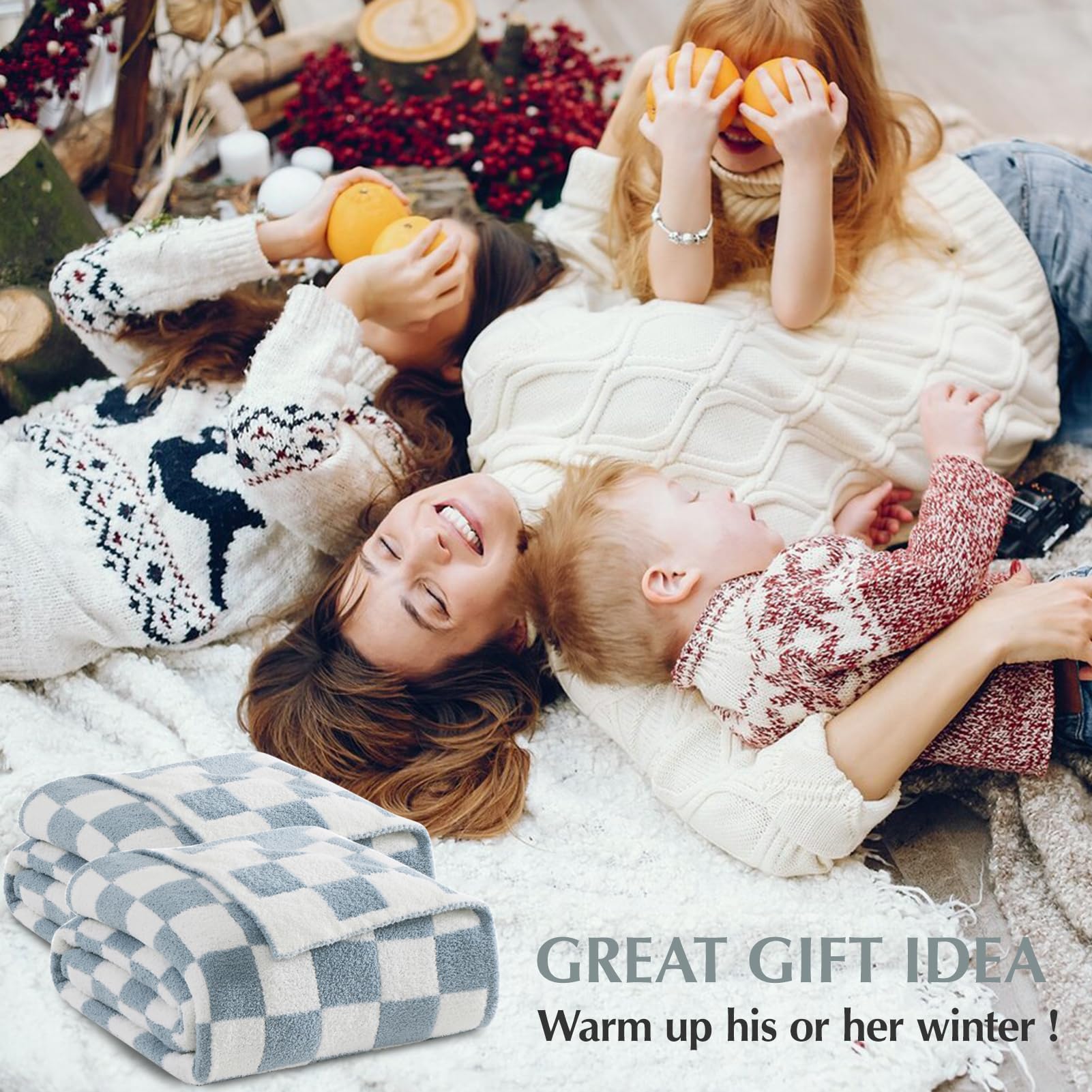 WRENSONGE checkered throw blanket bow packaging ready to gift