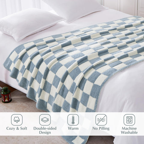 WRENSONGE checkered throw blanket on sofa adds plaid style