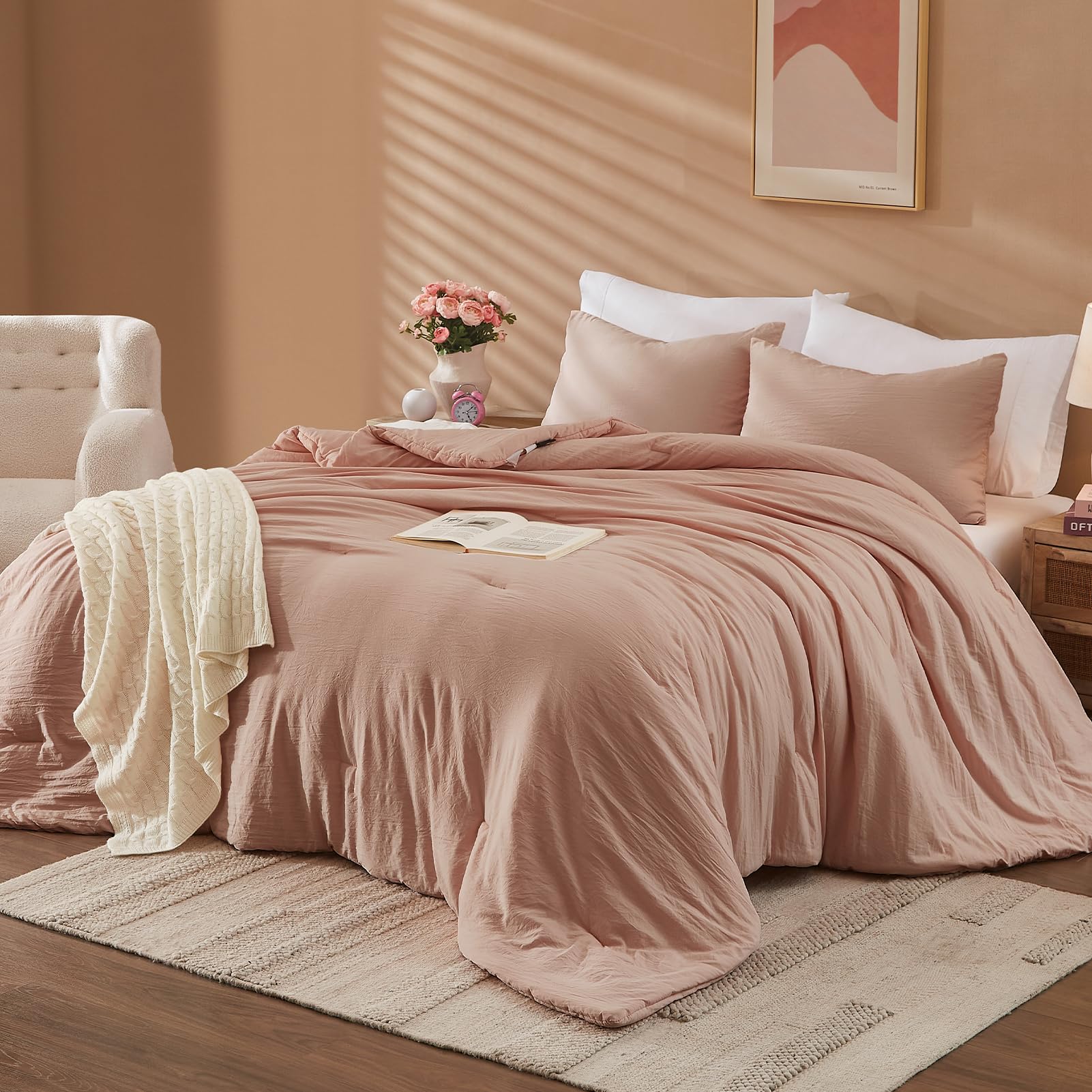 WRENSONGE Queen Comforter fabric texture highlights cozy year-round softness