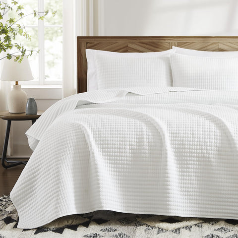 WRENSONGE white king quilt with square pattern for a refined bedroom look.