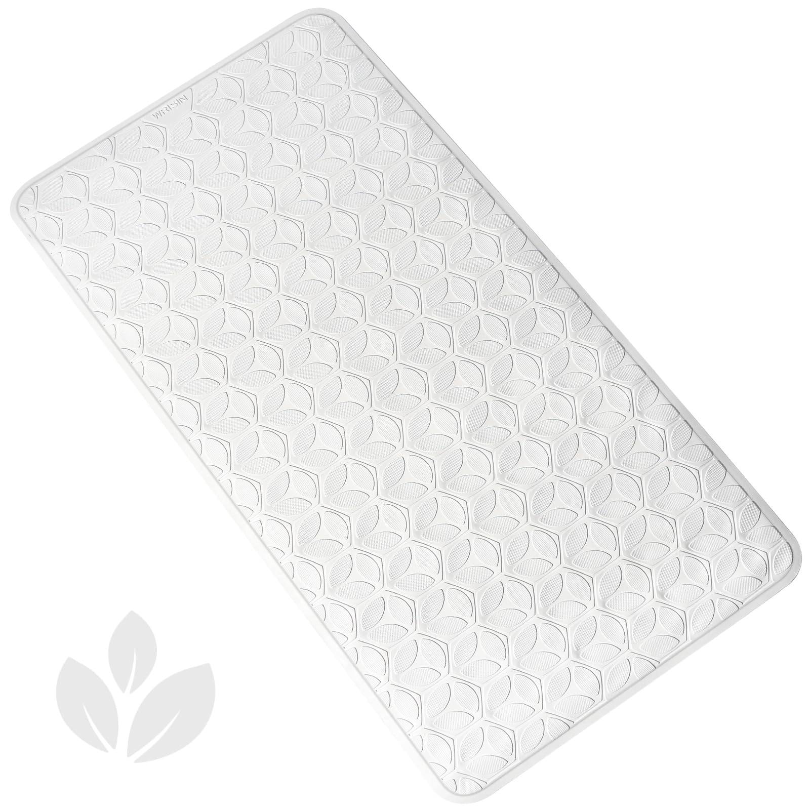 WRISIN bathtub mat with suction cups for secure grip in tubs.