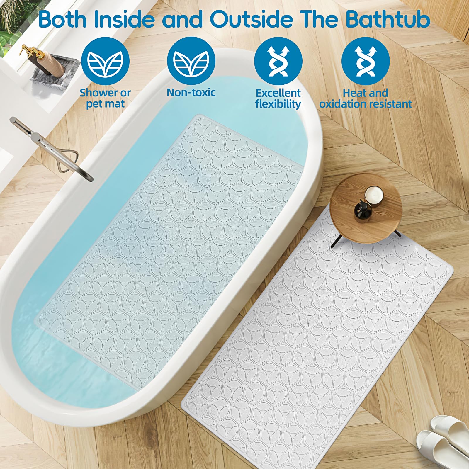 WRISIN edge-drain grooves aid quick water removal for a drier tub.