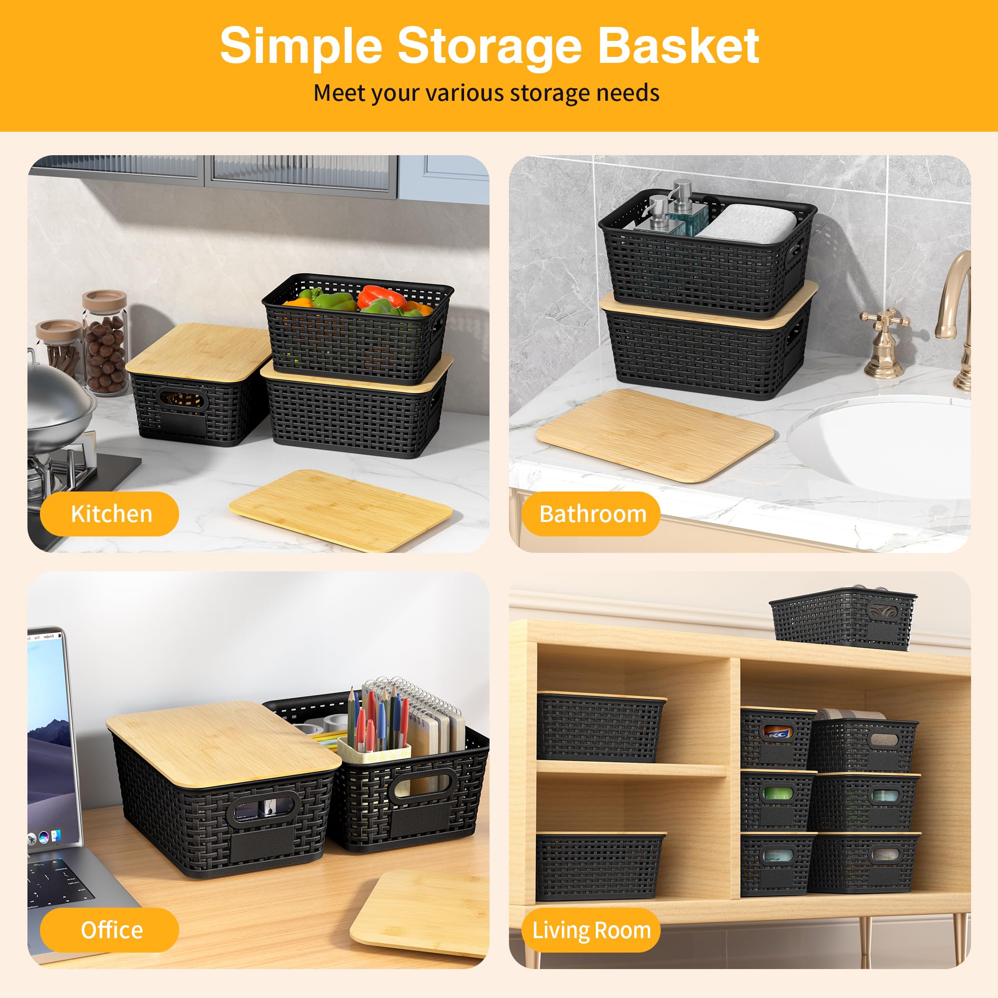 Wrrlors bamboo-lid organizer bin adds natural style to kitchen and closet storage.
