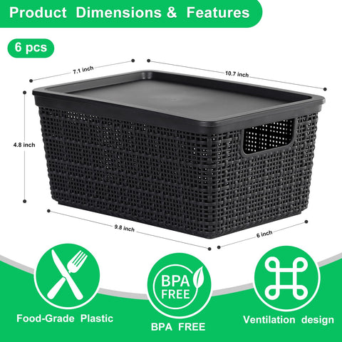 WRRLORS stackable storage baskets with lids save shelf space on desks.