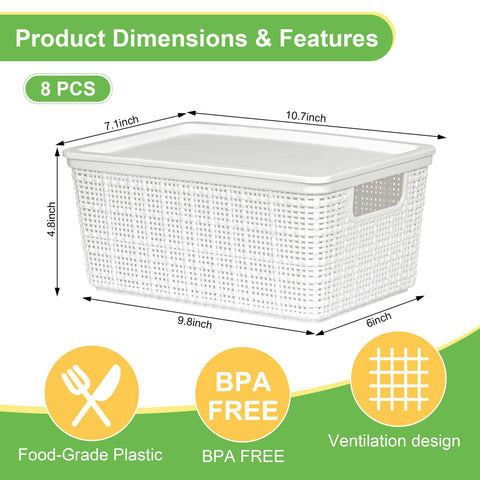 WRRLORS stackable storage bin with lid for space saving shelving.