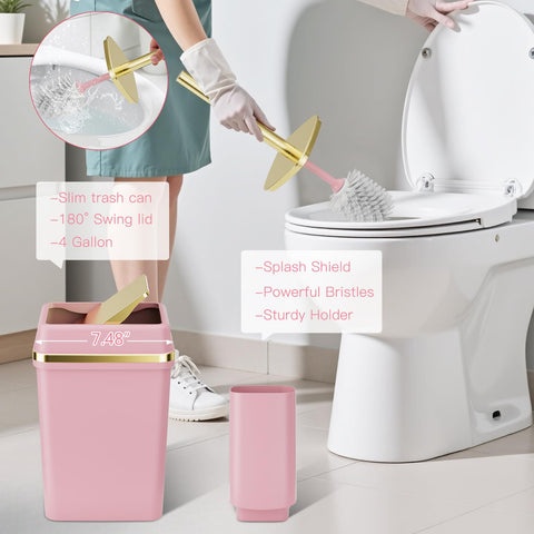 WSBArt pink toilet brush stores cleaning tools neatly