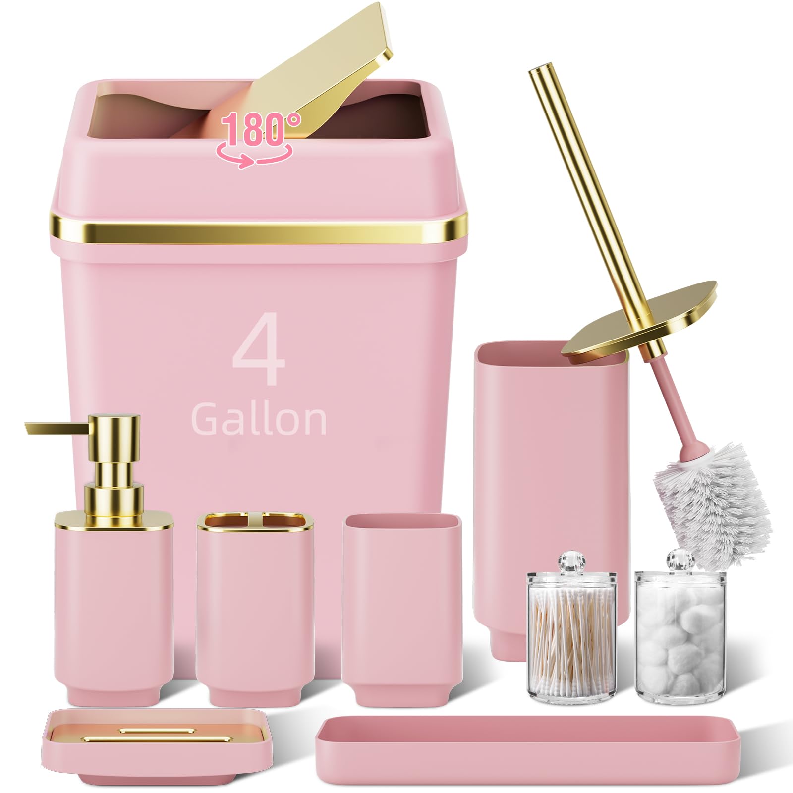 WSBArt pink trash can with lid for odor control