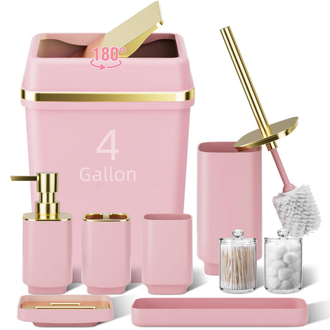 WSBArt pink trash can with lid for odor control