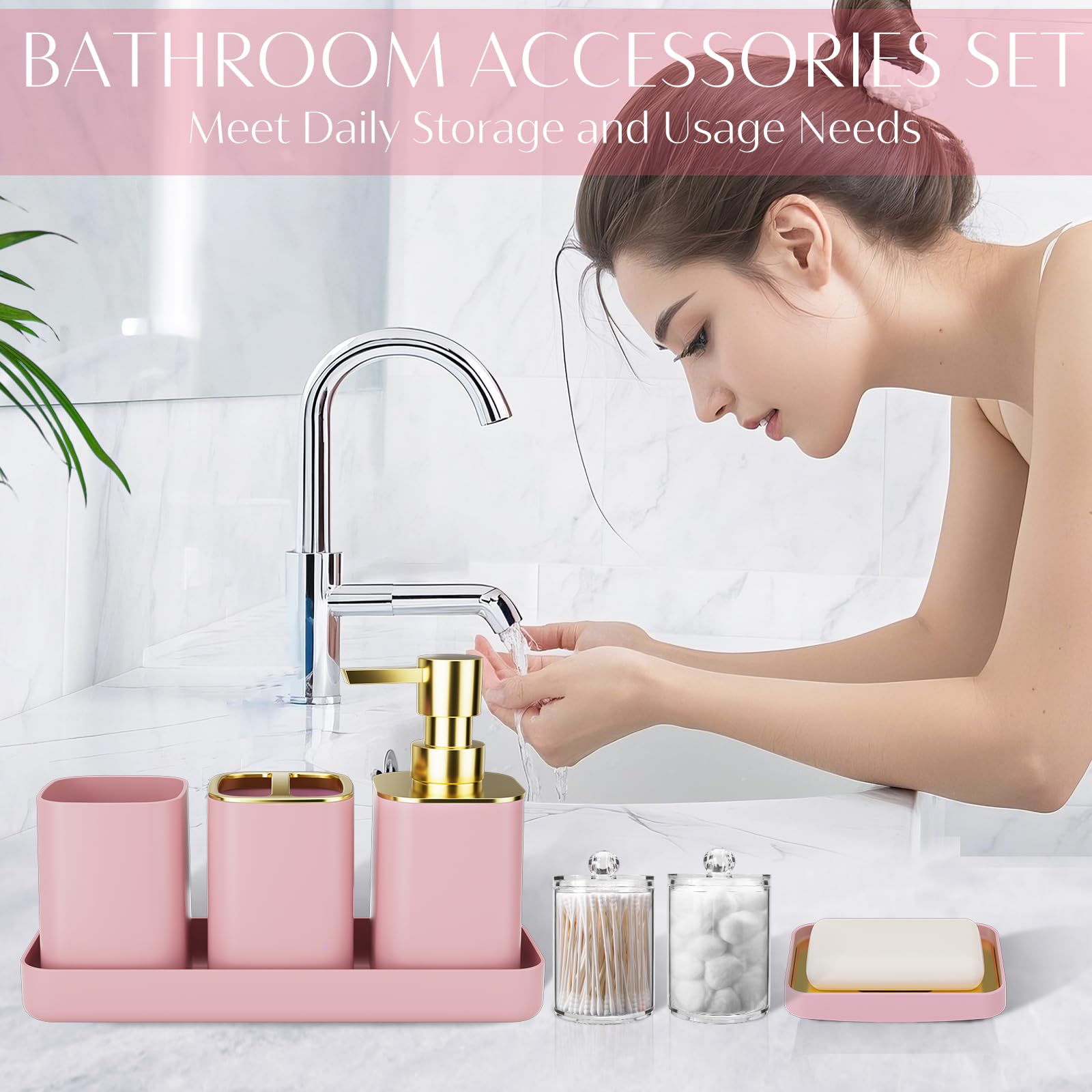 WSBArt pink vanity tray keeps essentials stylishly arranged