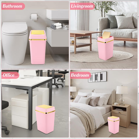 WSBArt pink trash can easy-clean interior and exterior for quick maintenance.