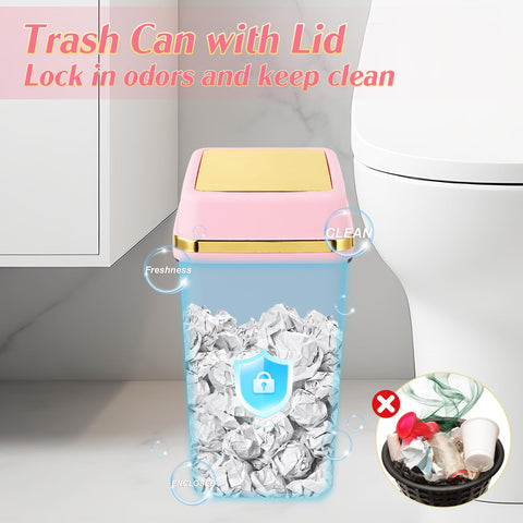 WSBArt pink trash can lid deters pets from rummaging inside.