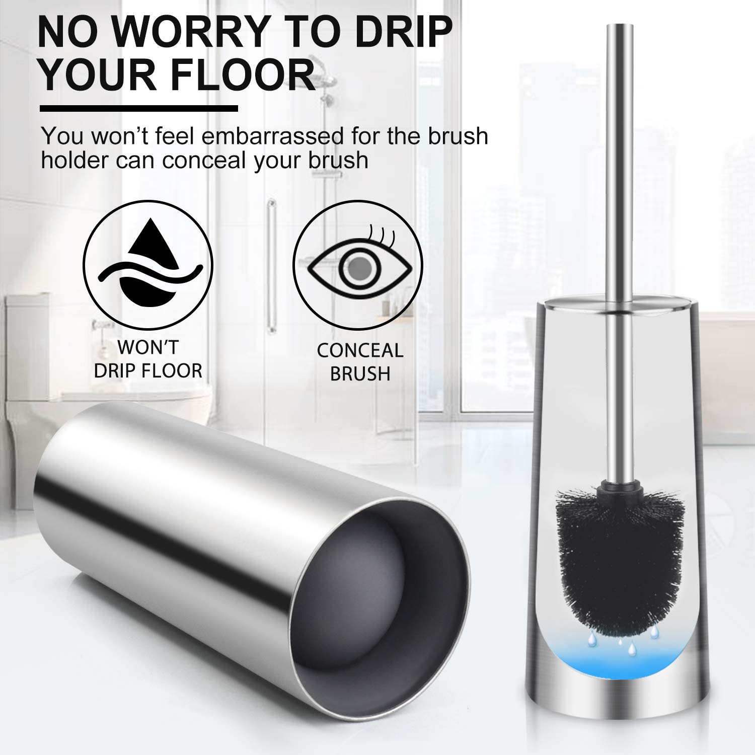 Wsedor ergonomic design toilet brush blends with modern bathroom.