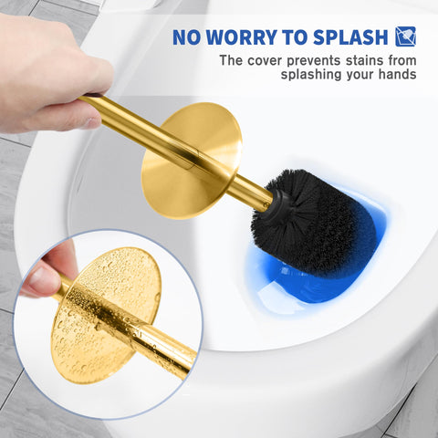 WSedor gold toilet brush with steel protective cover for clean hands.