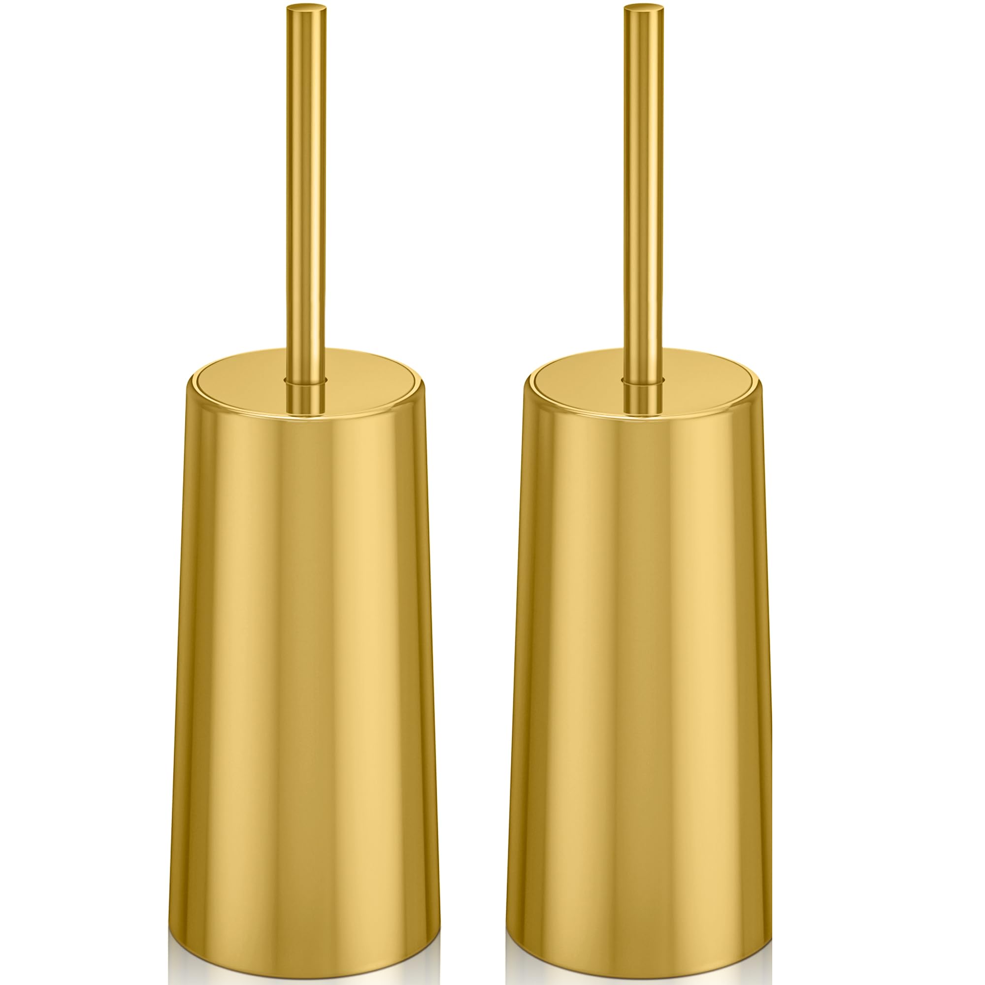 WSedor gold toilet brush two-pack front view for a tidy bathroom look.