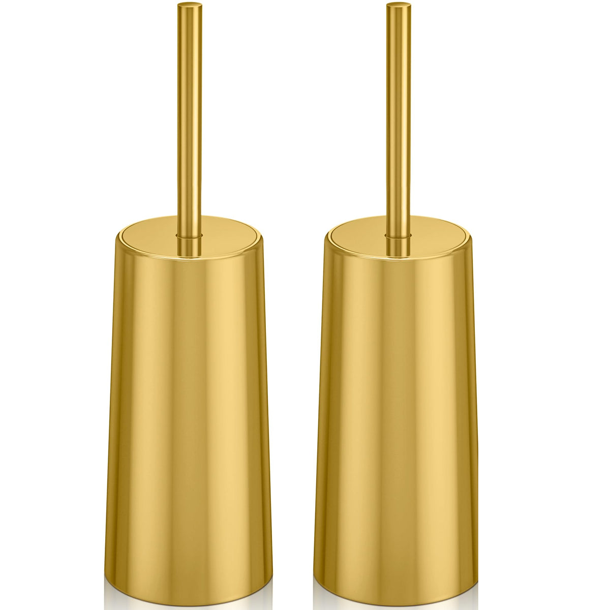 WSedor gold toilet brush two-pack front view for a tidy bathroom look.