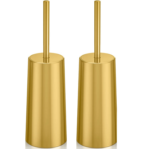 WSedor gold toilet brush two-pack front view for a tidy bathroom look.