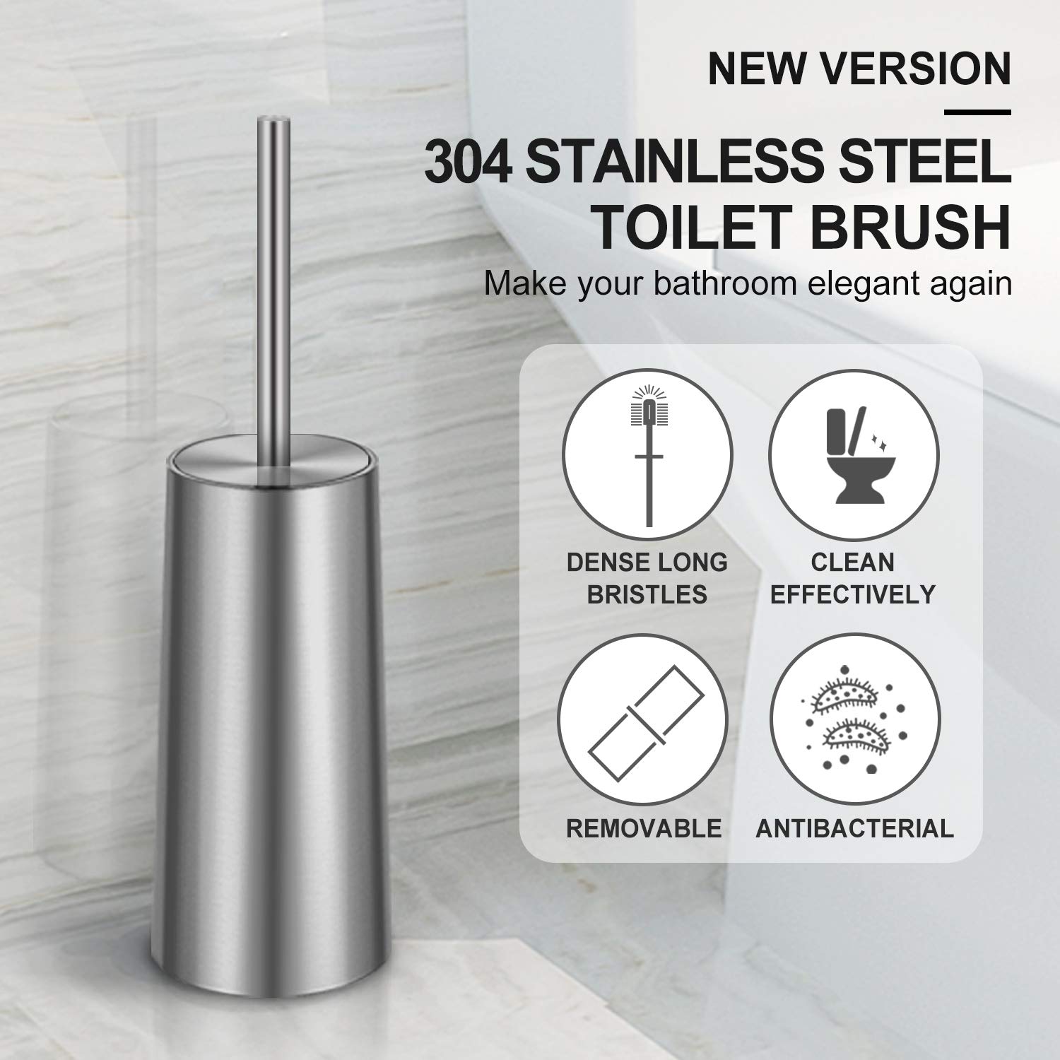 Wsedor larger size toilet brush 17 inches for thorough cleaning.