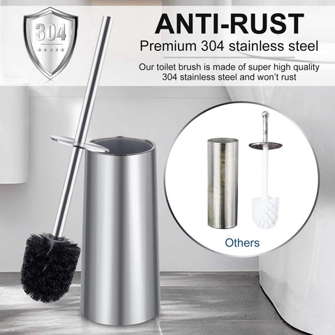 Wsedor long-handle toilet brush with 304 stainless steel for easy reach.