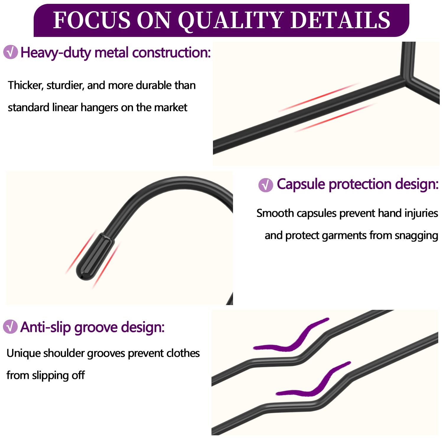 WSJYKN anti-slip groove design prevents straps from slipping on dresses and tops.