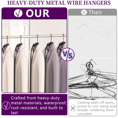 WSJYKN sturdy metal wire hangers with a matte finish for closets and retail displays.