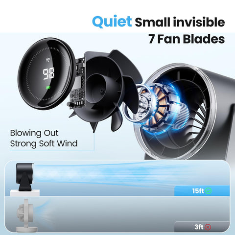 Quiet WSKEN desk fan with seven blades for subtle airflow