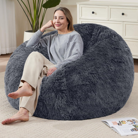 WSOFRLAC bean bag cover with soft faux fur for cozy lounging