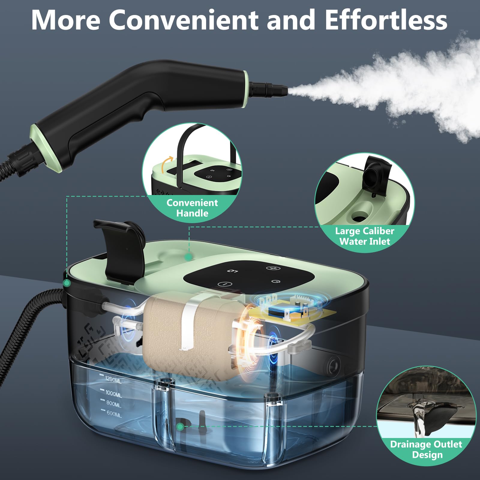 WSRYYCC steam cleaner includes 16 accessories for multi-surface cleaning.