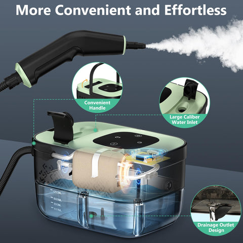 WSRYYCC steam cleaner includes 16 accessories for multi-surface cleaning.