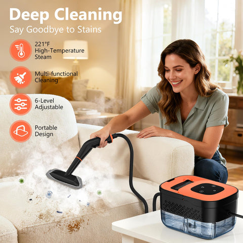 WSRYYCC steam cleaner with 6-level control for precise steam intensity.