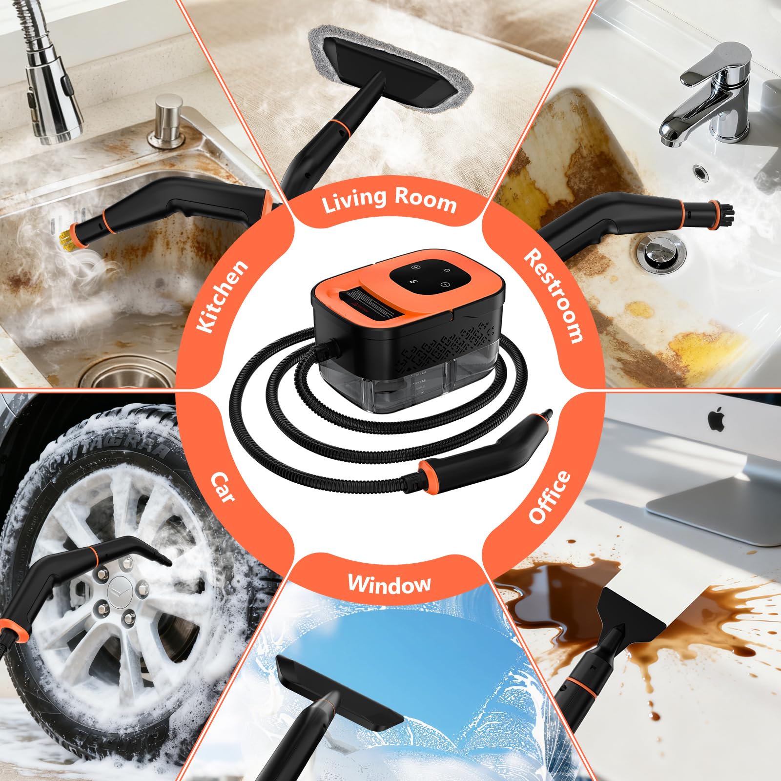 WSRYYCC steam cleaner in action cleaning floors and surfaces.