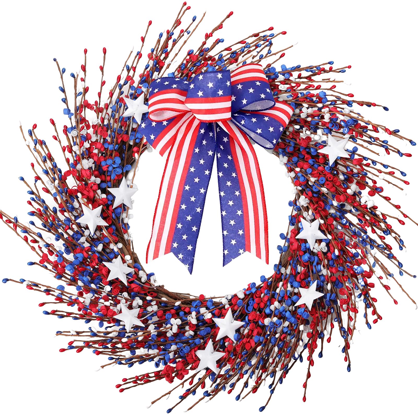 WSTPUPU 4th of July wreath for front door with bold colors