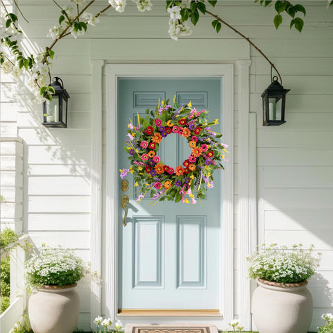 WSTPUPU seasonal wreath for Easter and spring porch decor.