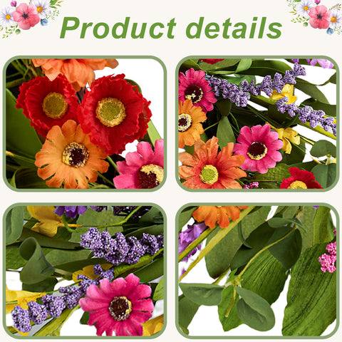 WSTPUPU durable spring wreath with silk flowers for farmhouse charm.