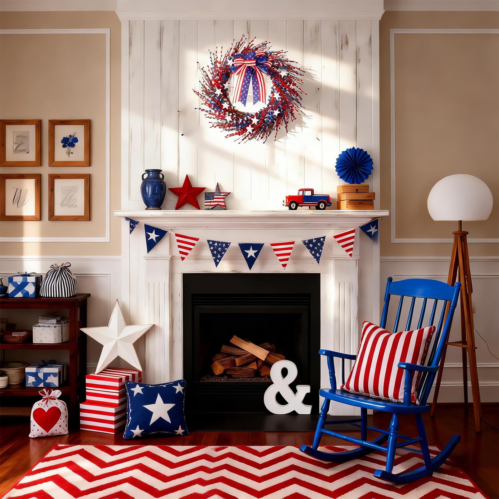 WSTPUPU Independence Day wreath decor for porch or wall