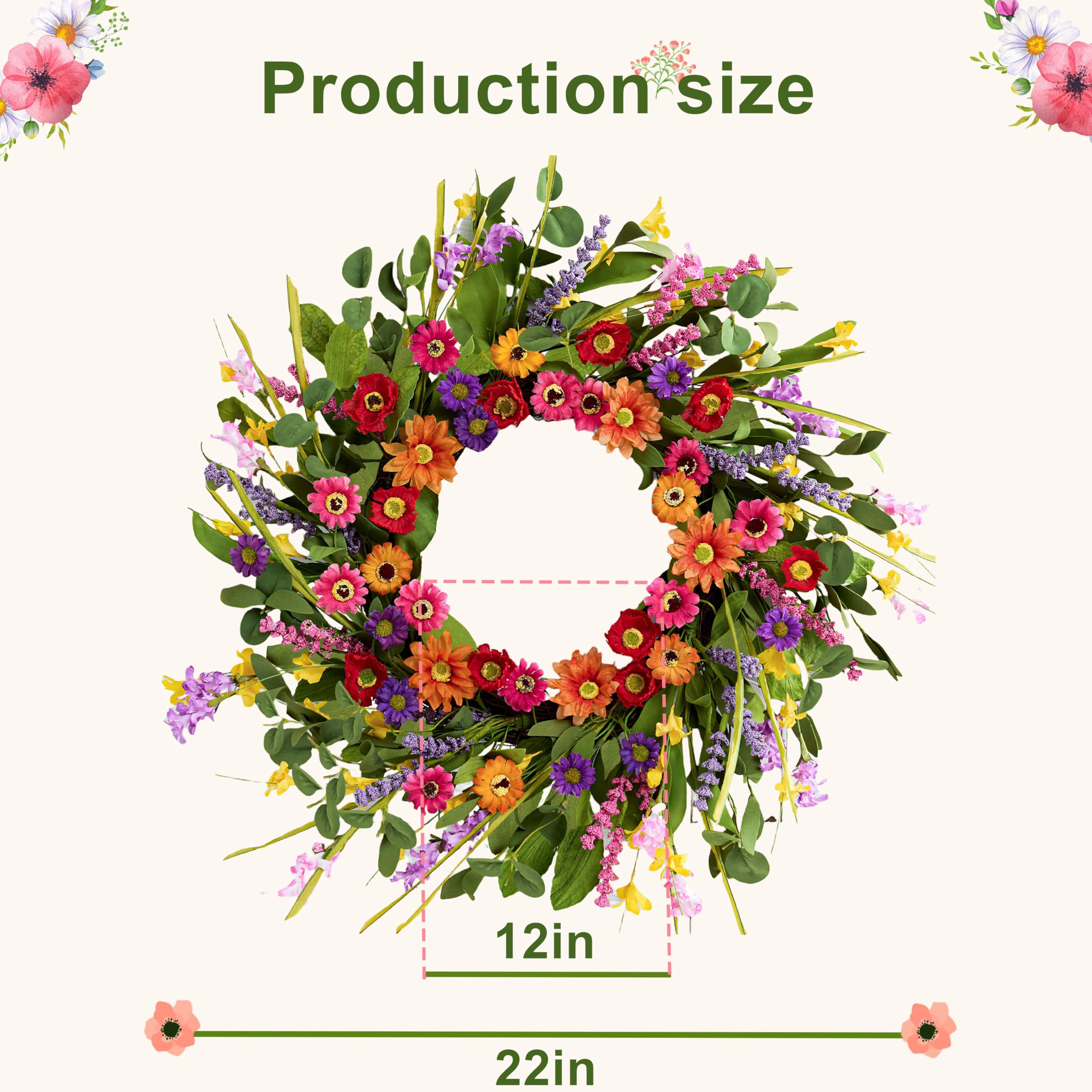 WSTPUPU versatile wreath adds color to front door, wall, or fireplace.