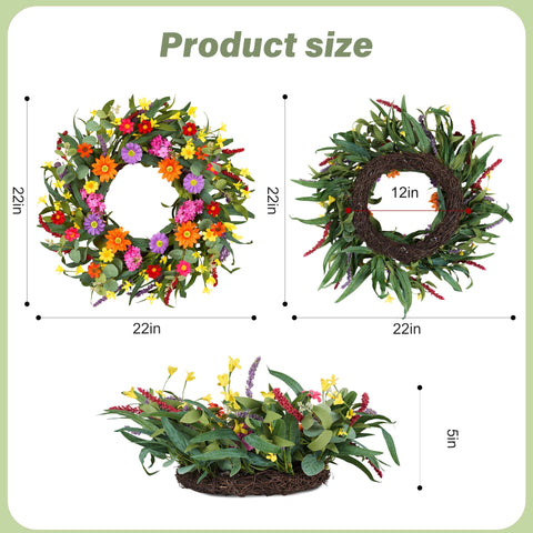 WSTPUPU Spring Wreath with yellow forsythia clusters creating a cheerful entry