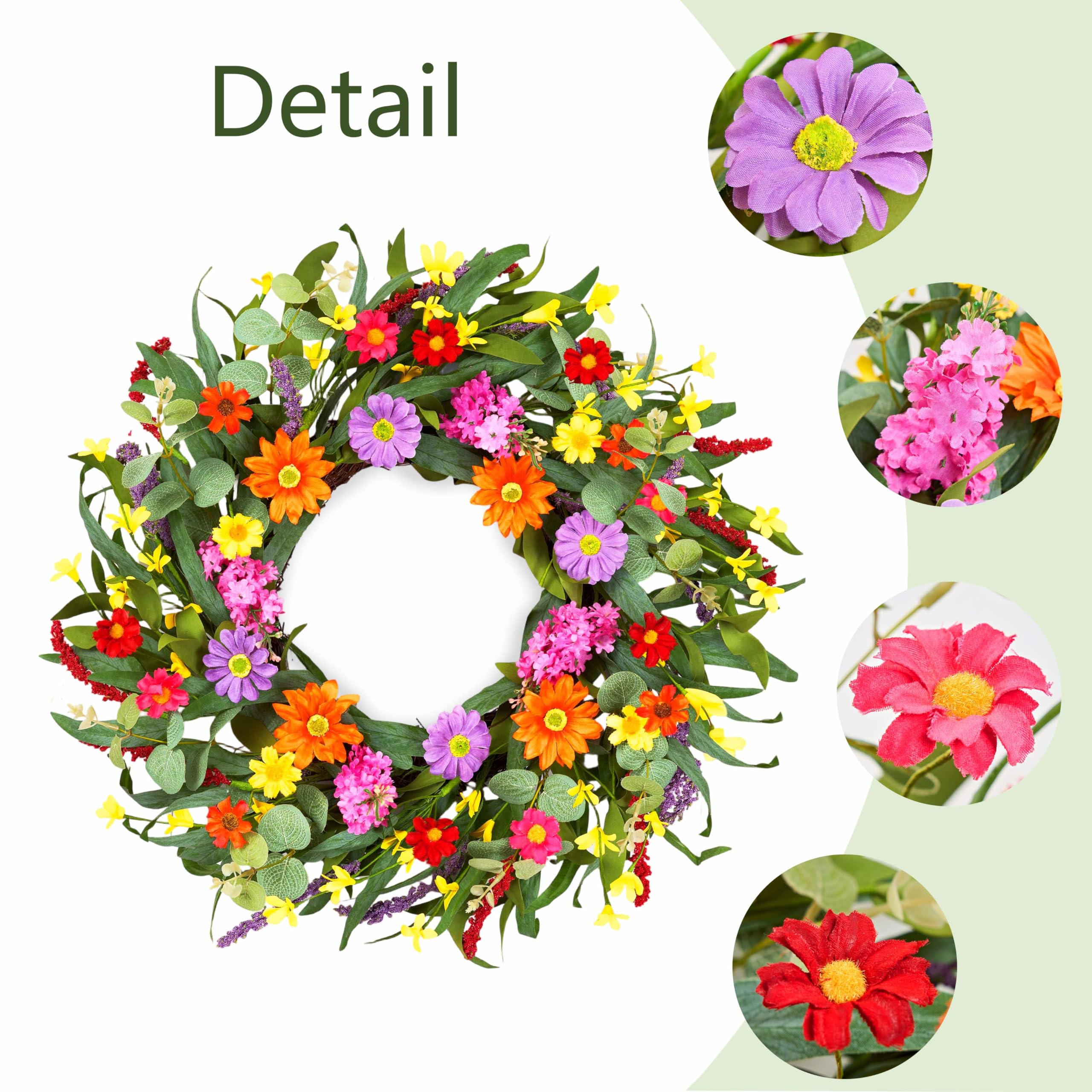 WSTPUPU Spring Wreath with lavender and green leaves for versatile indoor or outdoor decor