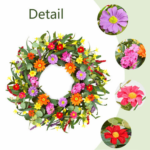 WSTPUPU Spring Wreath with lavender and green leaves for versatile indoor or outdoor decor