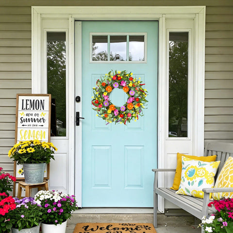 WSTPUPU Spring Wreath on a porch for welcoming seasonal ambiance