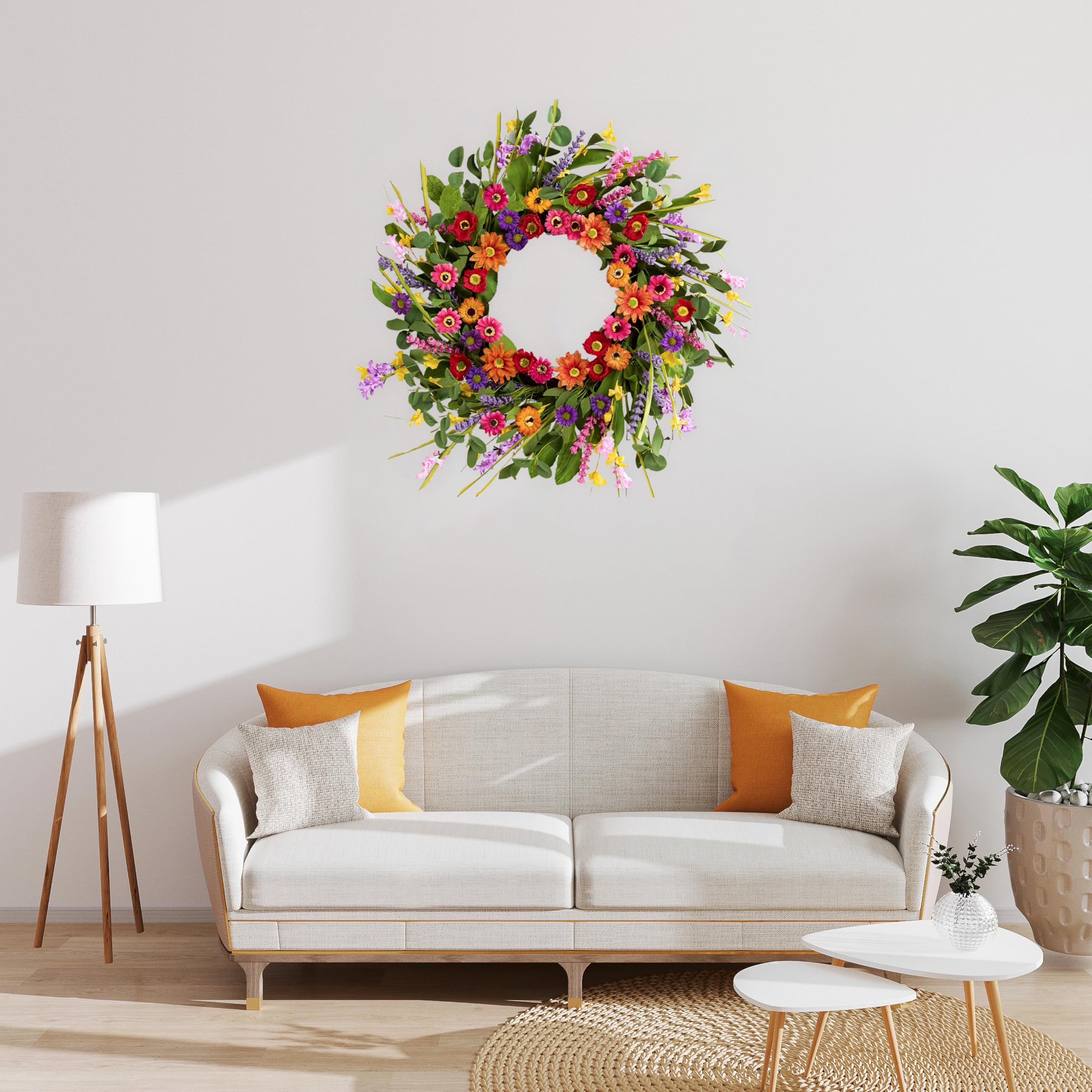 WSTPUPU handmade back-loop wreath easy to hang on doors.