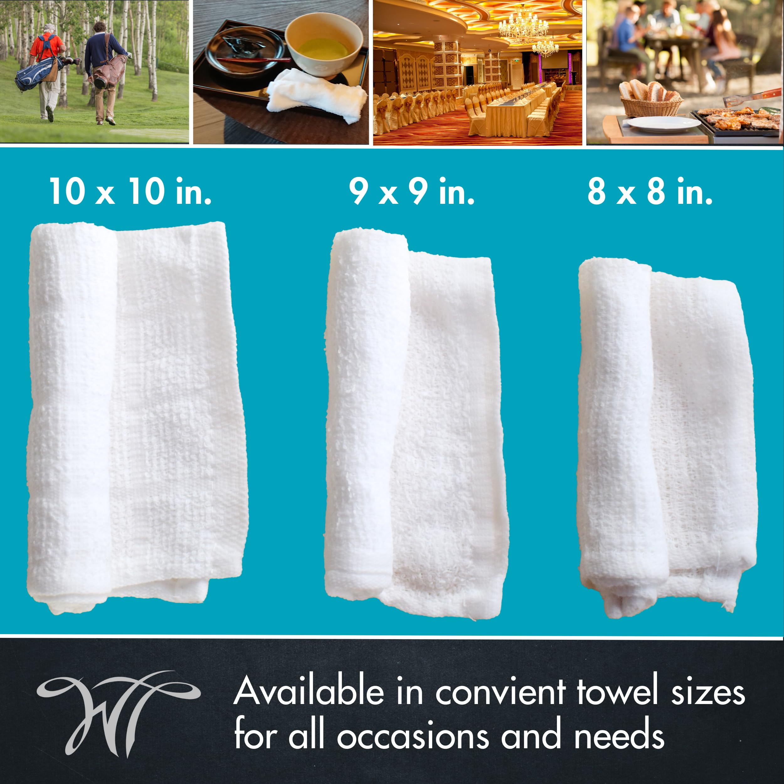 WT White Towel Services 8x8 towels for inflight and travel.