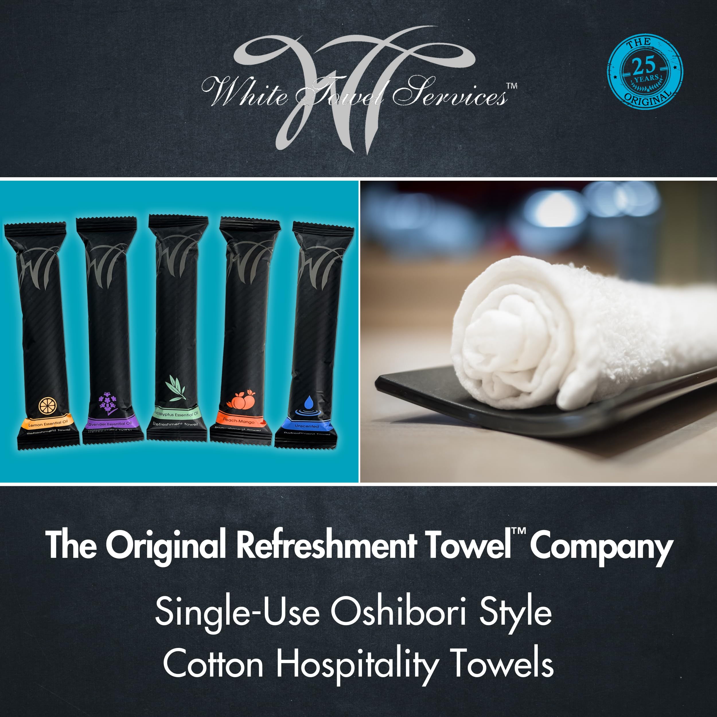 WT White Towel Services lavender packaging for relaxing guest experience.