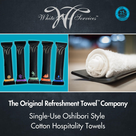WT White Towel Services lavender packaging for relaxing guest experience.