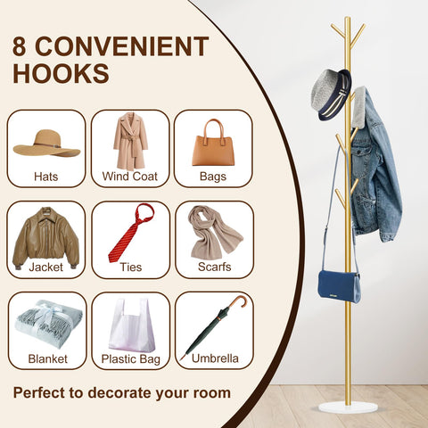 Wtiujhg coat rack with threaded connections for quick, tool-free assembly.