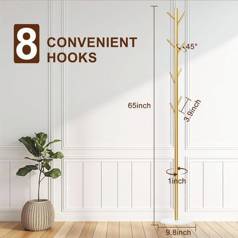 Wtiujhg free-standing coat tree with 8 hooks, ideal for entryways and small spaces.