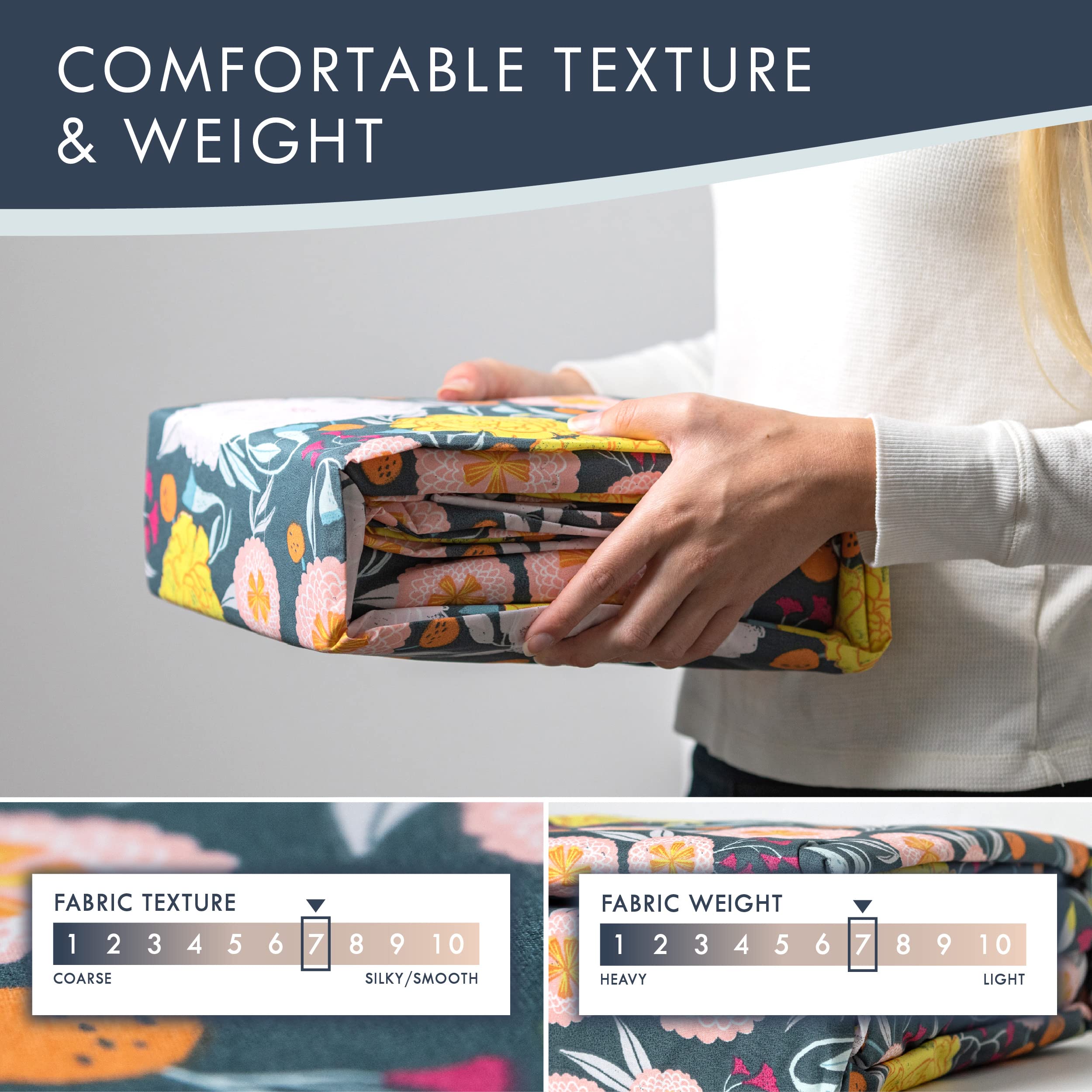 Where The Polka Dots Roam fabric texture reveals soft microfiber and moisture-wicking comfort