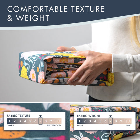 Where The Polka Dots Roam fabric texture reveals soft microfiber and moisture-wicking comfort