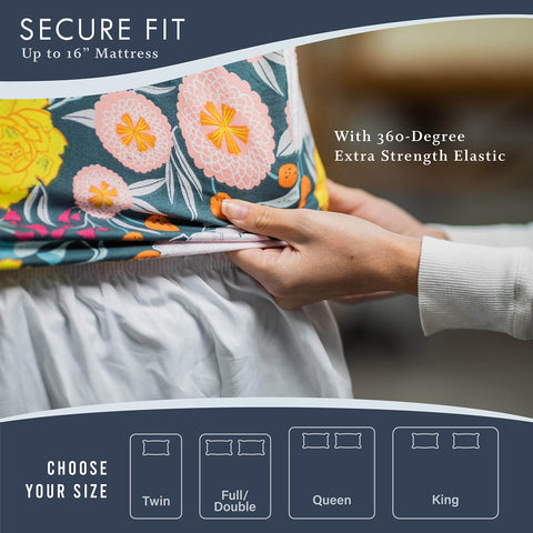 Where The Polka Dots Roam wrinkle-resistant finish on king sheets shown in a tidy setup