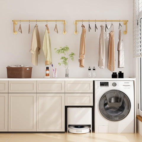 WTPLWD gold finish wall clothes rack with sturdy iron construction for daily use.
